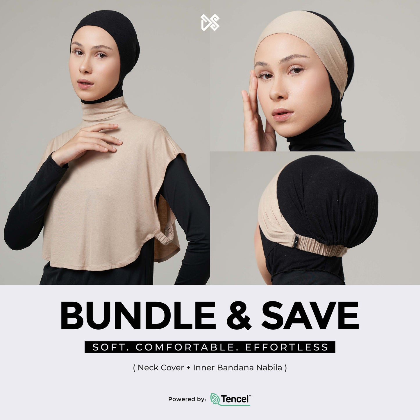 DS Modest - Paket Hemat Inner Bandana & Deker Leher Tencel Premium