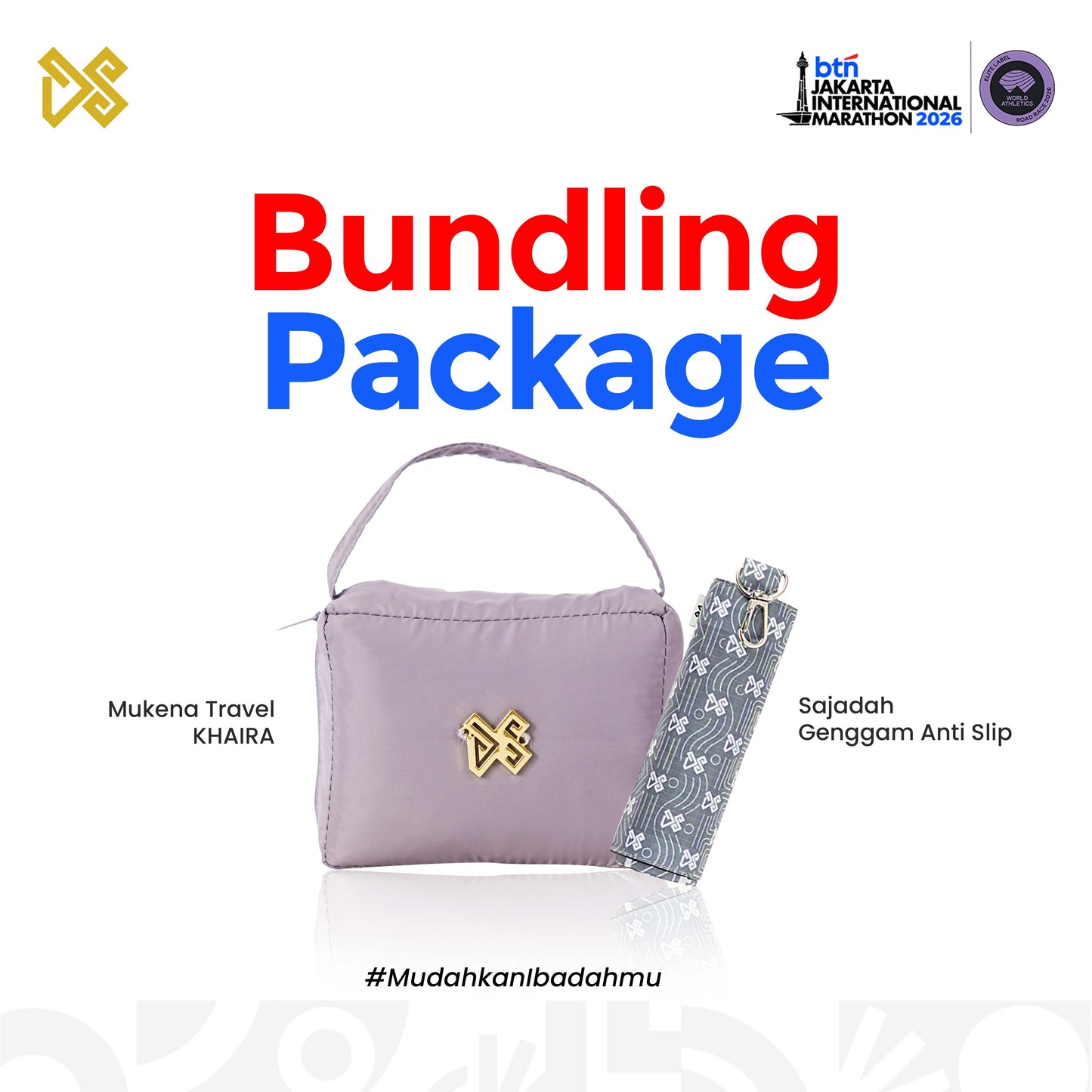 DS Modest - Paket Mukena Travel Khaira 2 in 1 dan Sajadah Genggam Travel Anti Slip
