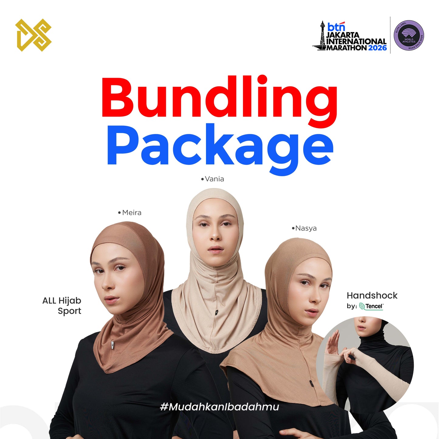 DS Modest - Paket Hemat Hijab Sport Tencel dan Handsock Tencel