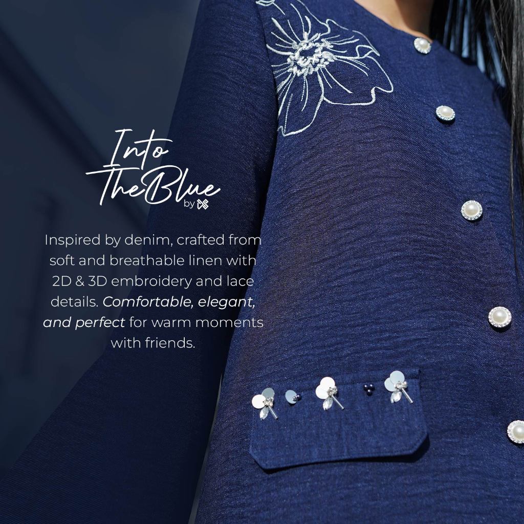 DS Modest – Women’s Linen Shirt Top Into The Blue Series – Aleya