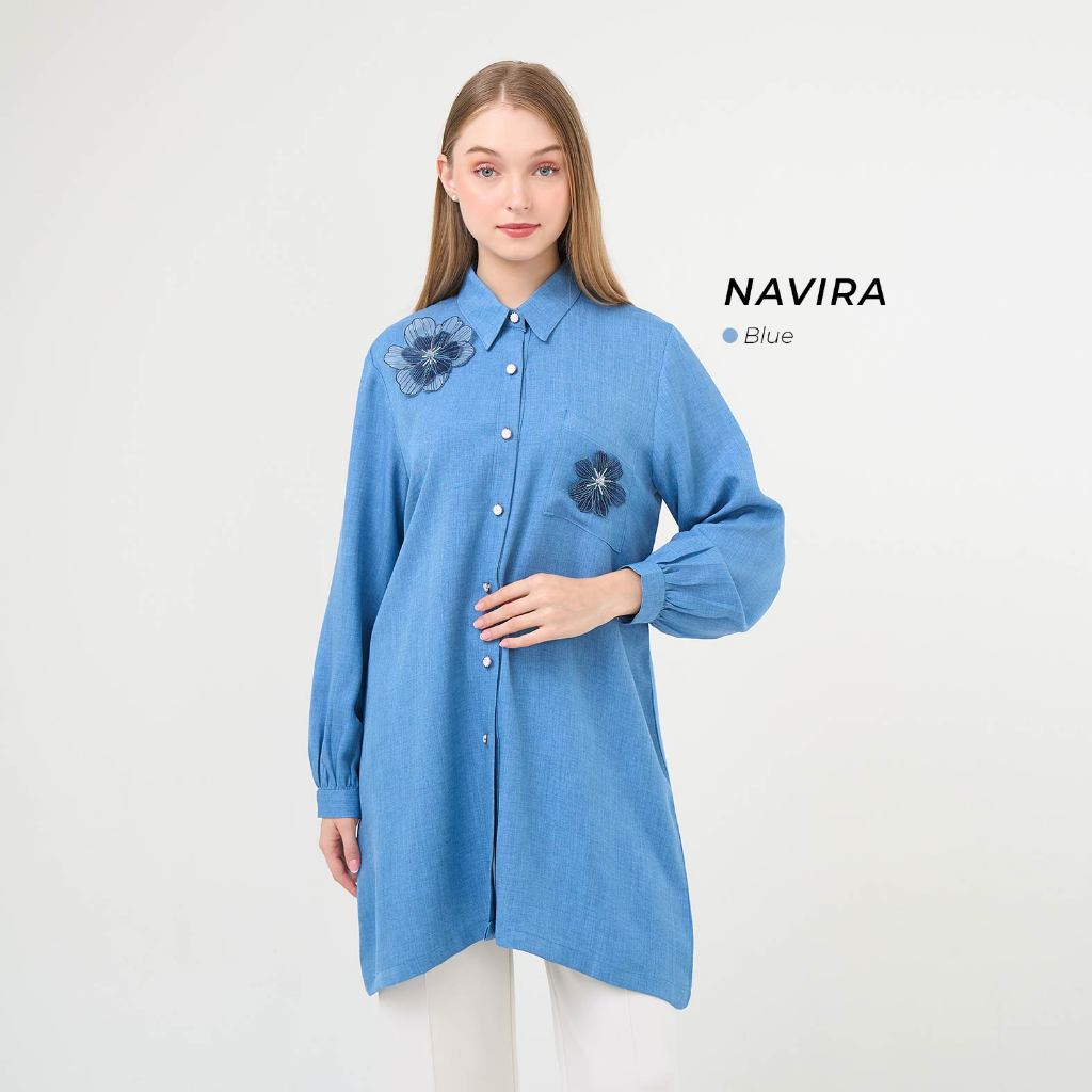 DS Modest – Women’s Linen Tunic Top Into The Blue Series – Navira