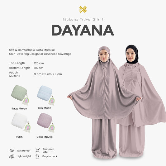 DS Modest - Mukena Traveling Mini Pouch Premium 2 in 1 - Dayana (Ritsleting Leher)