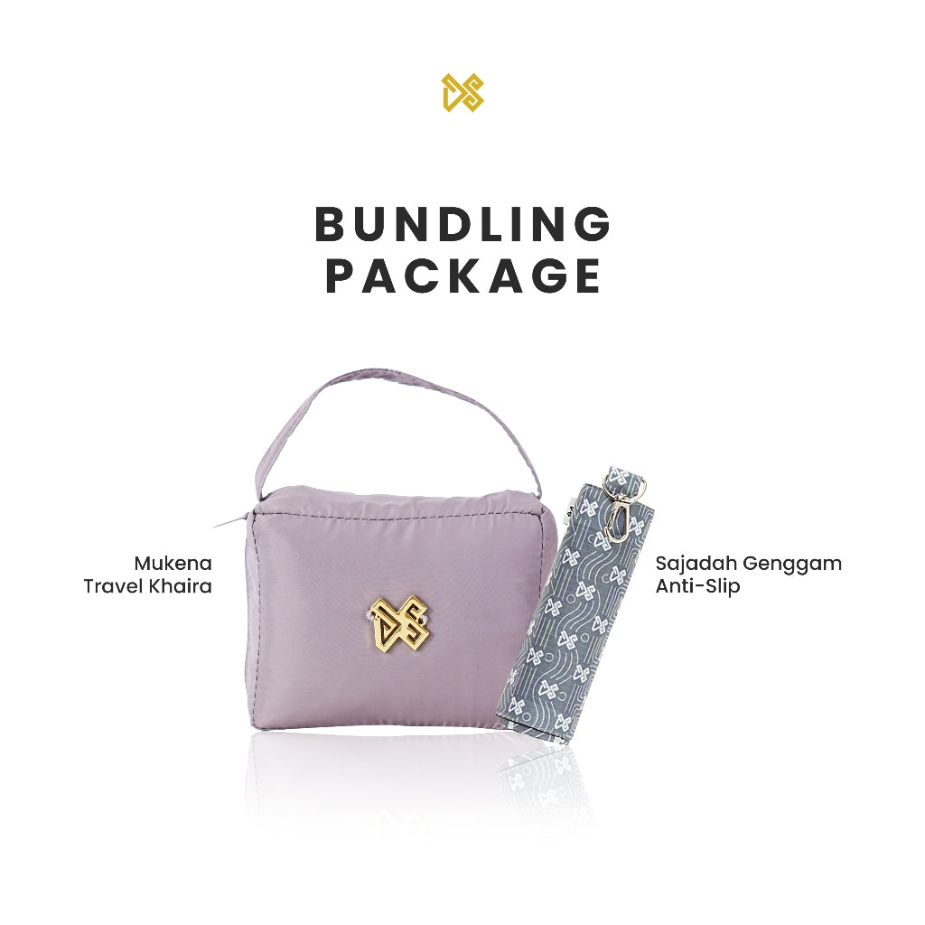 DS Modest - Paket Mukena Travel Khaira 2 in 1 dan Sajadah Genggam Travel Anti Slip