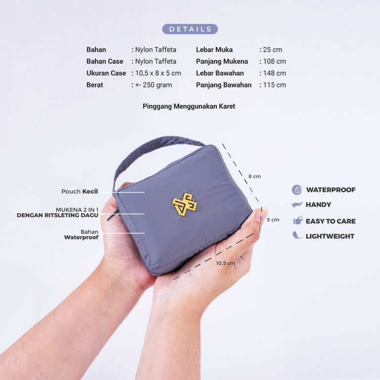 DS Modest - Paket Mukena Travel Khaira 2 in 1 dan Sarung Travel Waterproof