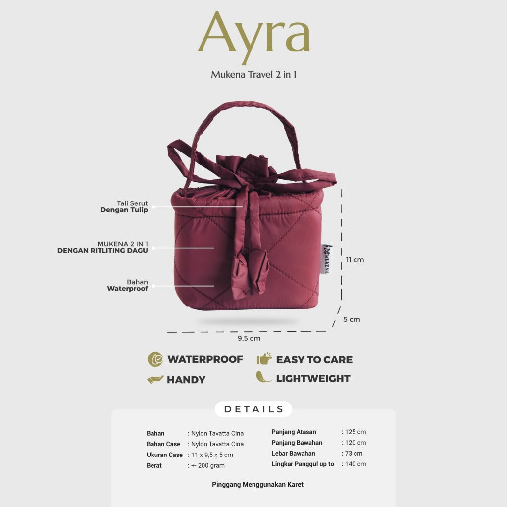 DS Modest - Paket Hemat Mukena Travel Ayra 2 in 1 dan Sajadah Genggam MURI